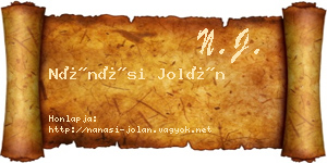 Nánási Jolán névjegykártya