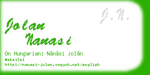 jolan nanasi business card